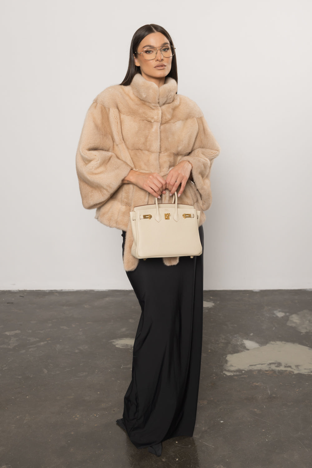 Natural Mink Fur Coat, with Cord, Women, Pearl 405