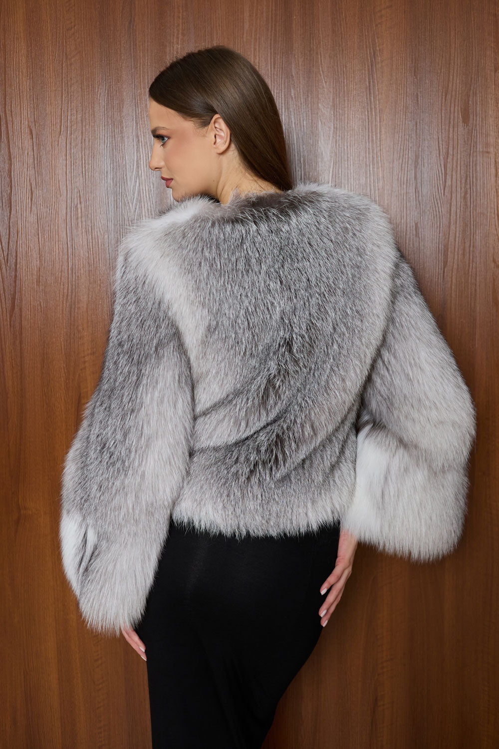 Mareus silver natural fur coat