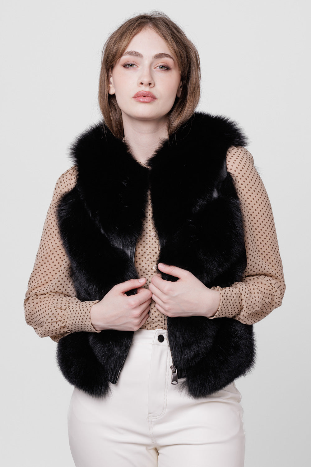 Manteau en fourrure naturelle de renard, modèle en V, transformable, femmes, Zibeline 276