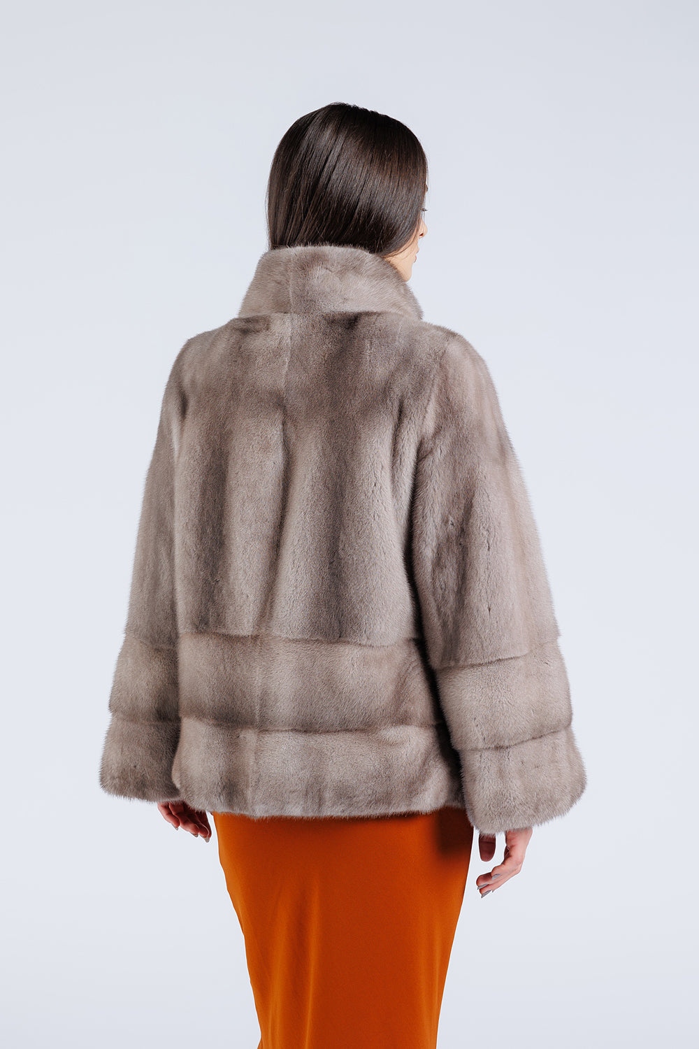Cappotto in pelliccia naturale di visone, manica a campana, donna, Silver Blue 227