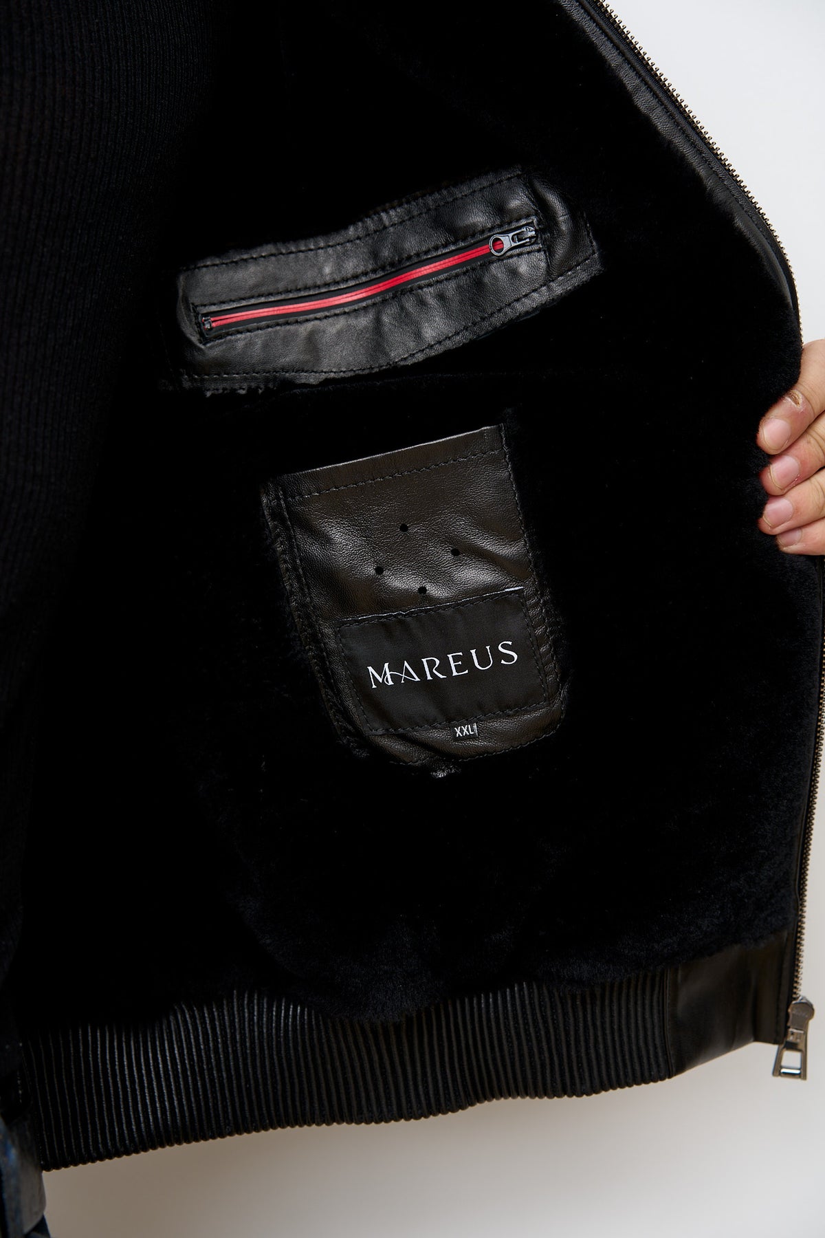 Naturpelzjacke, Nerzkragen, Schwarz, Mareus