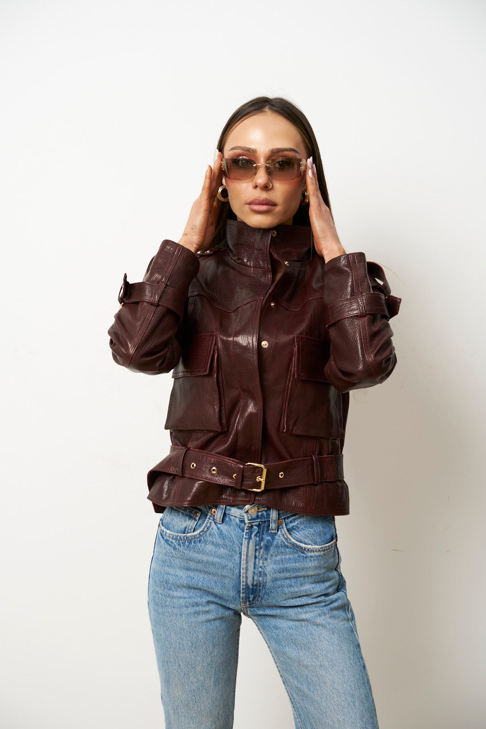 Giacca in pelle naturale da donna, Visinie, Mareus