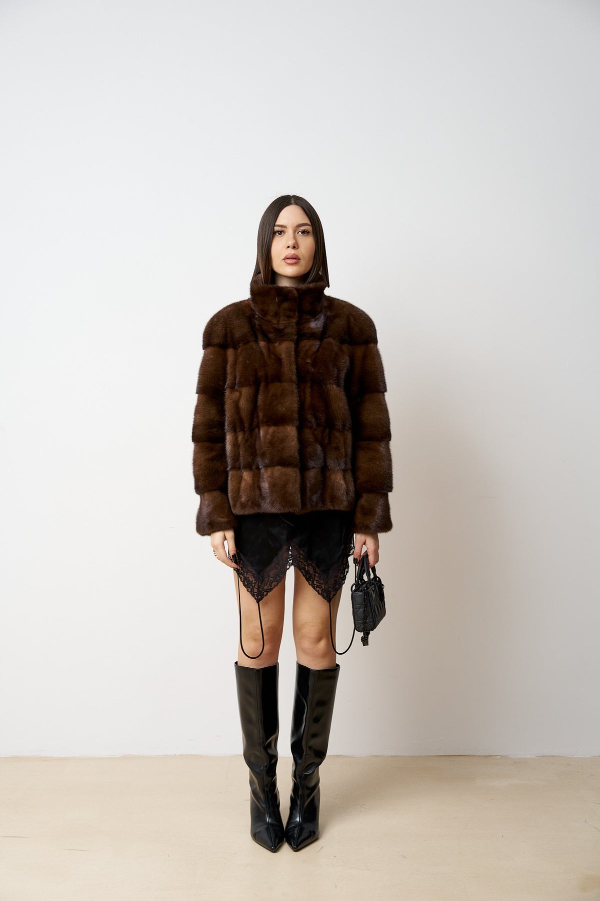Natural Mink Fur Coat, Women, Brown, Mareus