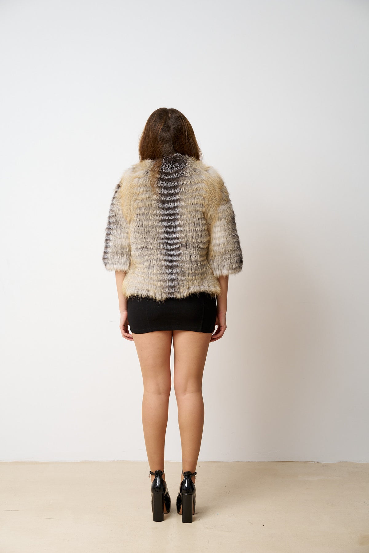 haina blana naturala vulpe, scurta, gold, mareus