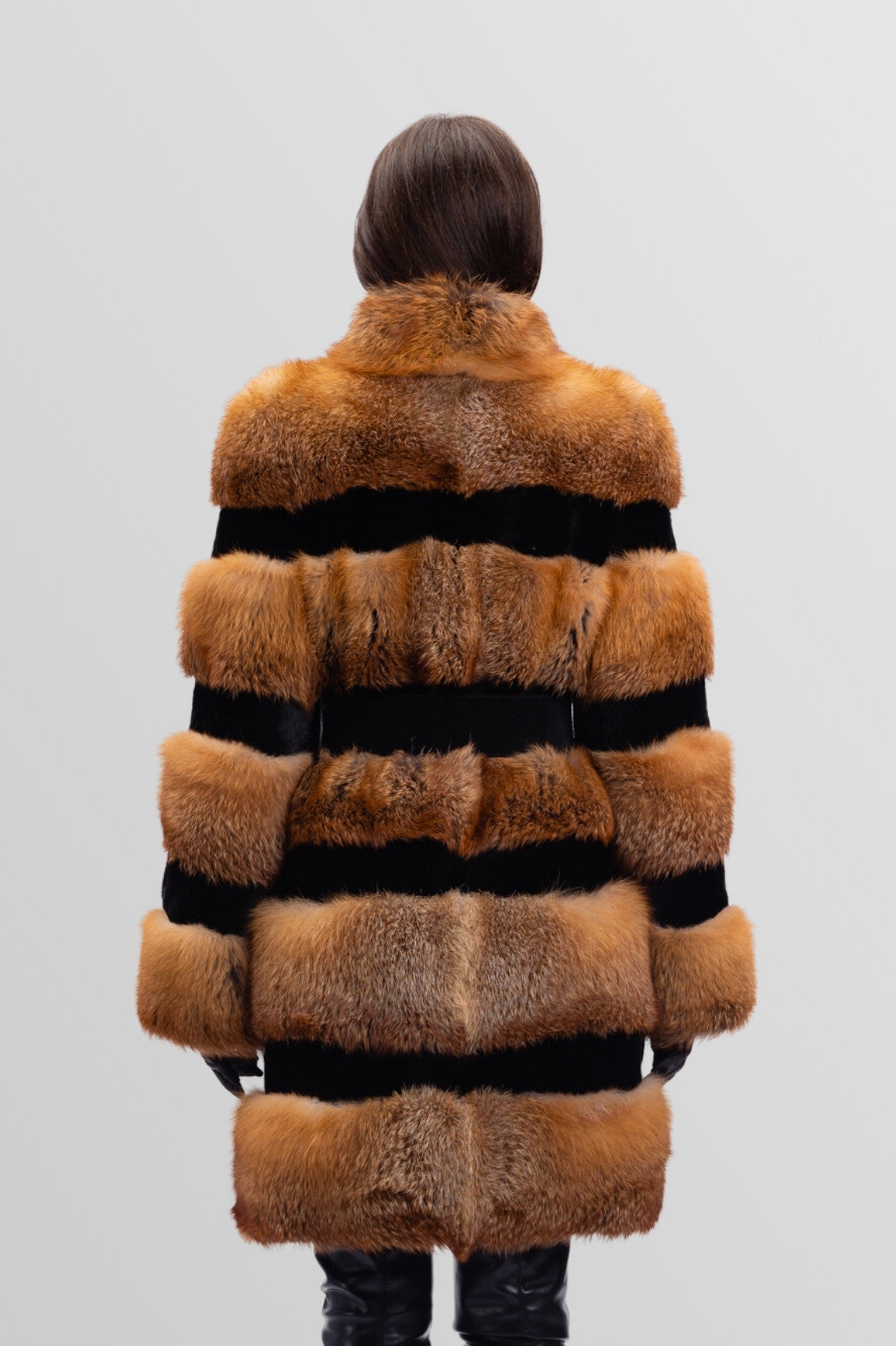 Women's Convertible Natural Canadian Fox Fur Coat, Brown Frost 245