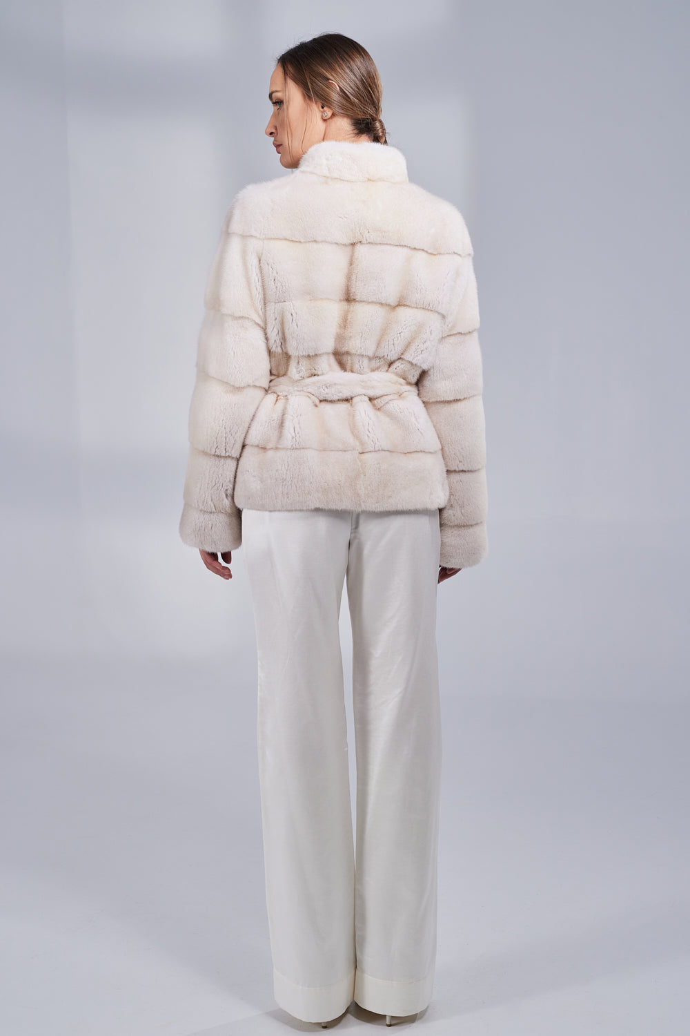 Natürlicher Nerzpelzmantel mit Kordelzug, Damen, Perle 193